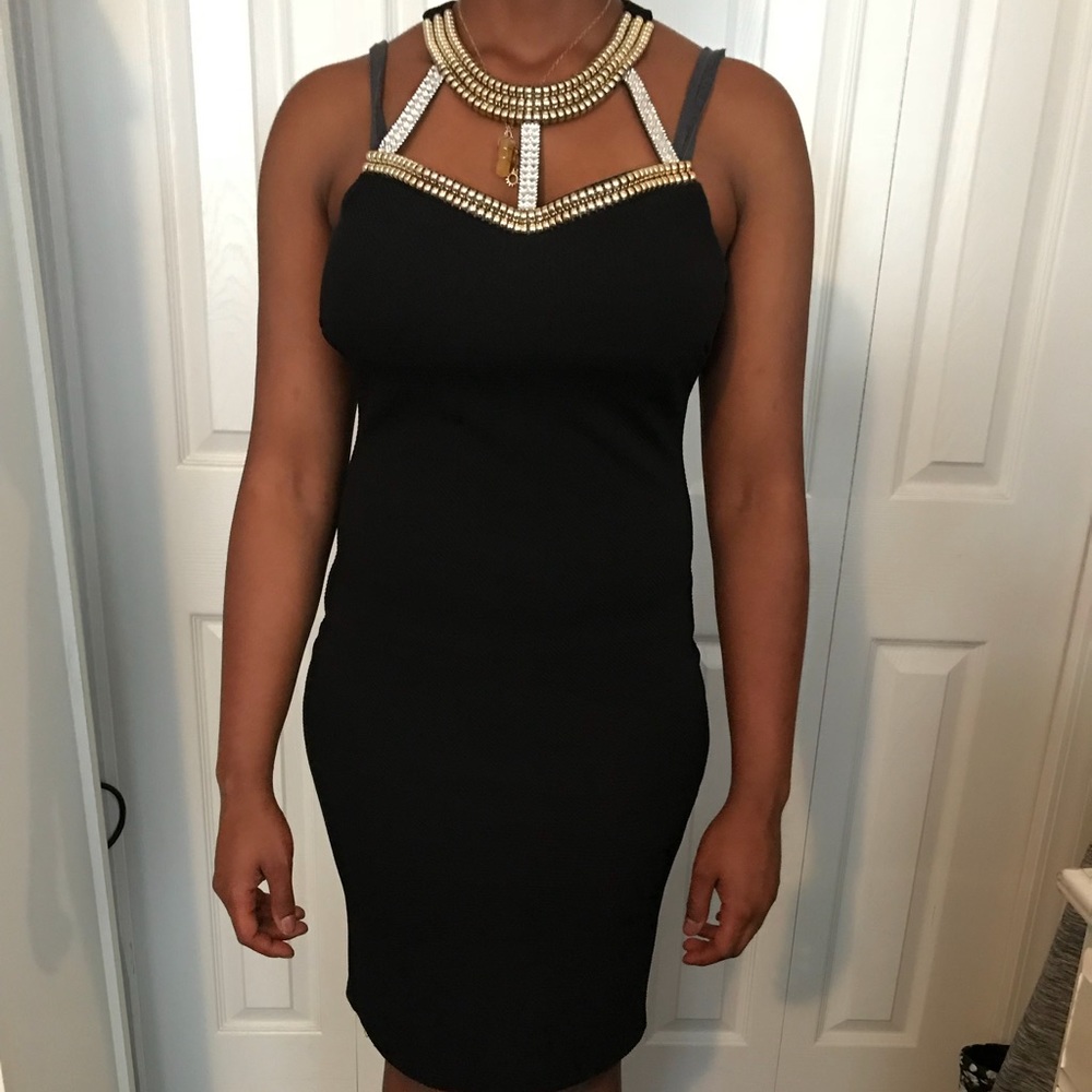 Black Dress with Silver Jeweled Collar